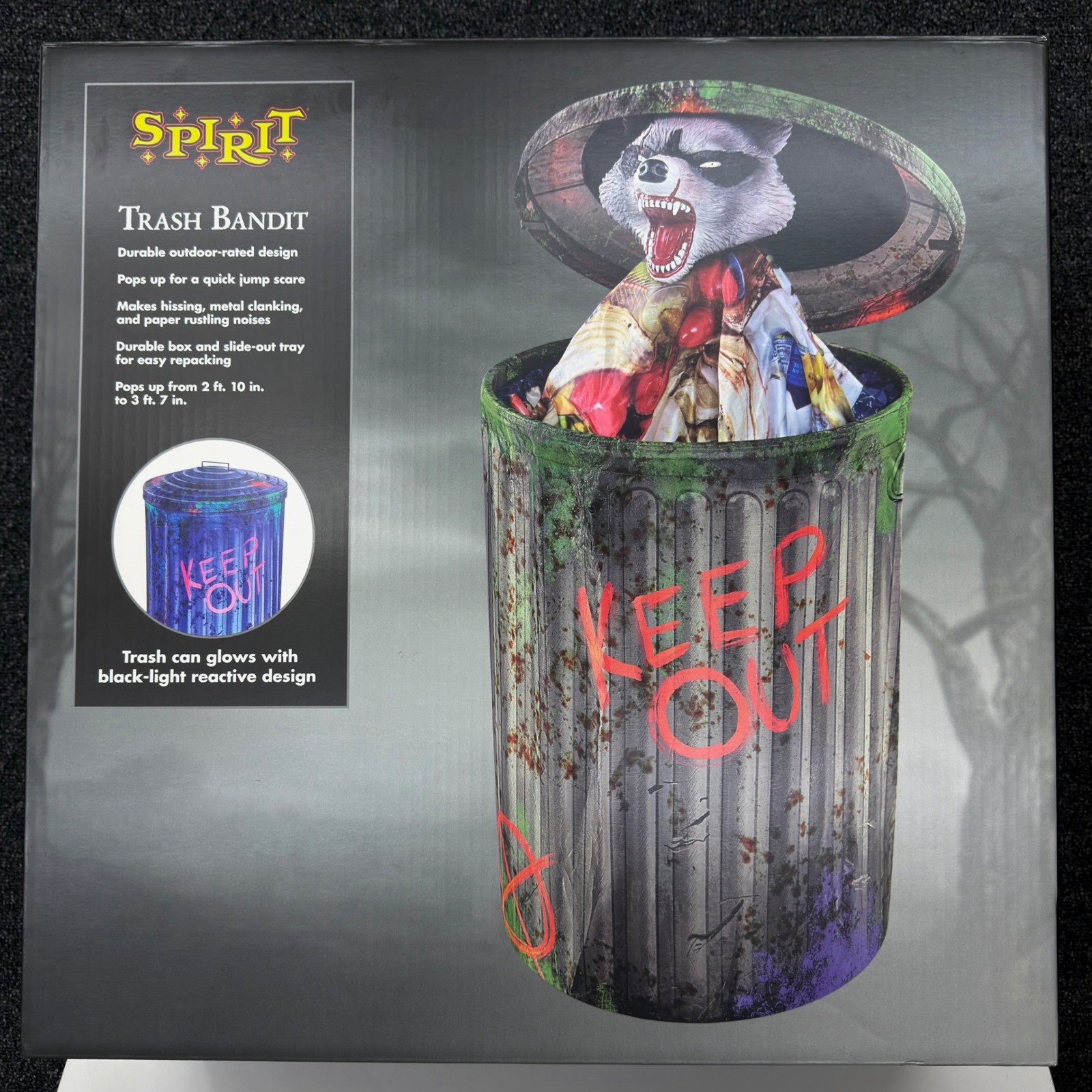 Spirit Halloween Trash Bandit Animatronic Raccoon Prop Blacklight 05020680 2026