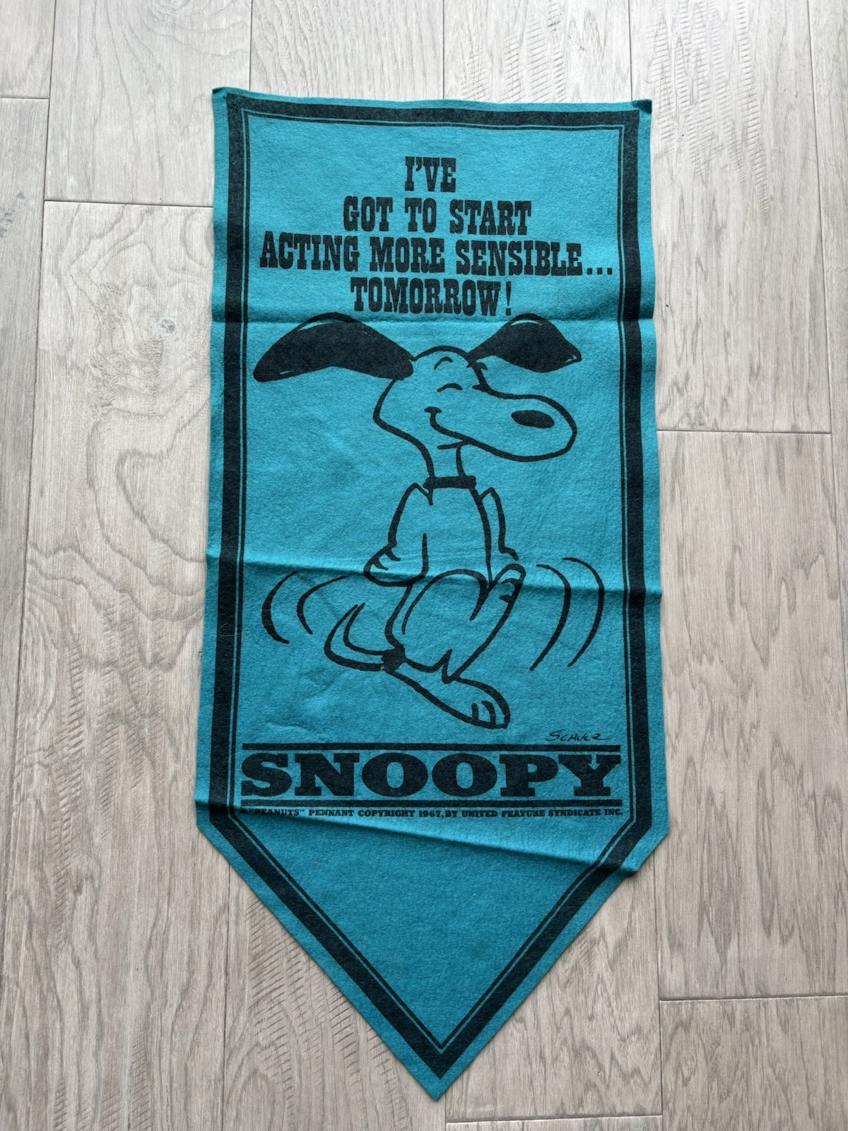 Snoopy Pennant Peanuts Collectible 1967 Acting Sensible Tomorrow