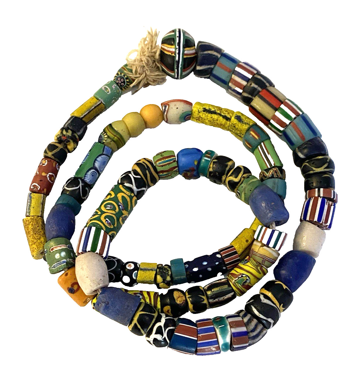 Antique Venetian Millefiori African Trade Beads Glass Strand 82 BEAD Necklace