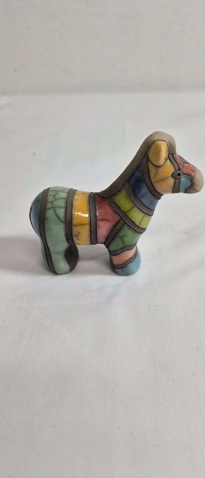 Vintage signed S. African Fenix Raku pottery burrow 3.25 x 3.5 in