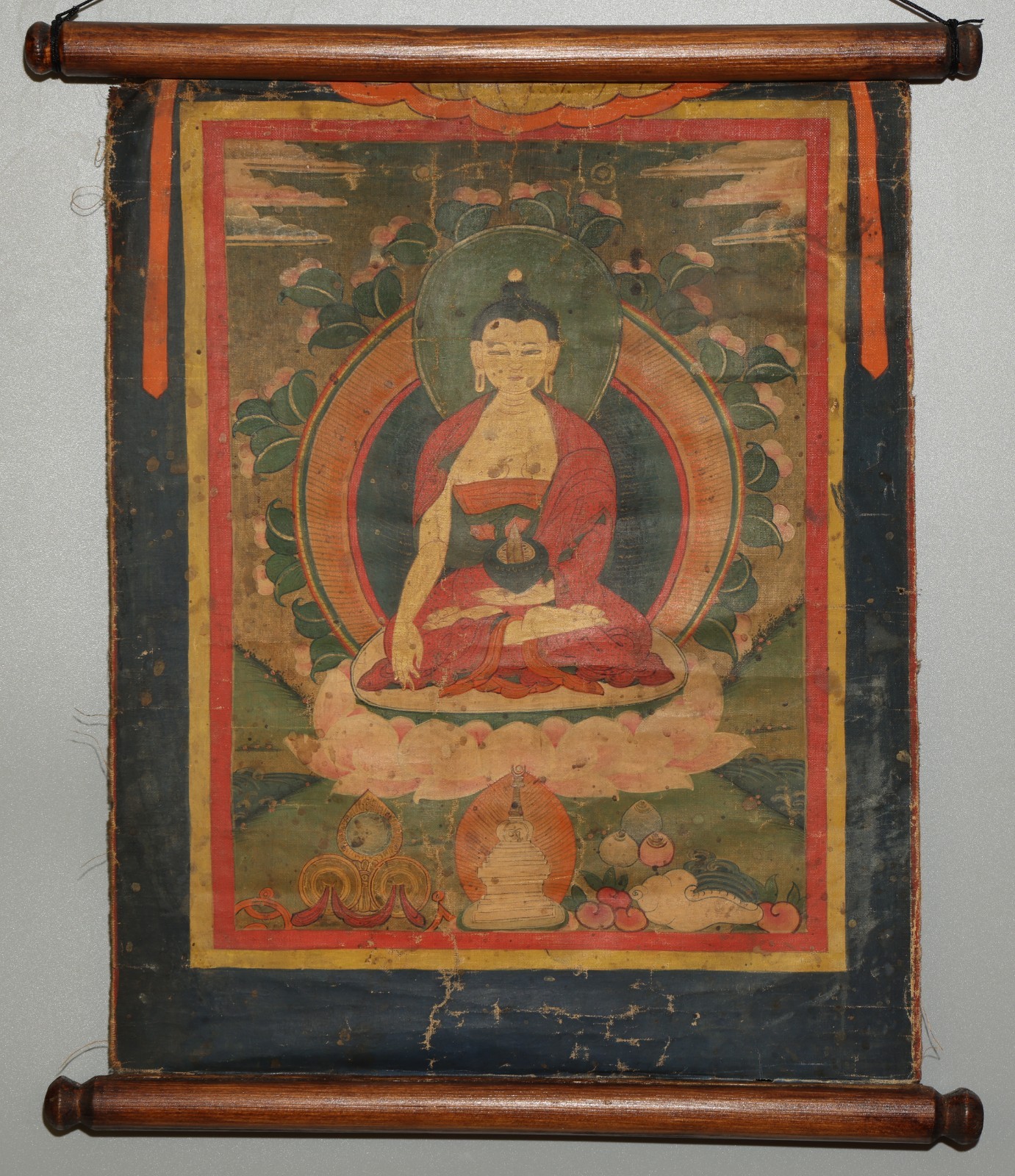 Real Tibet 19th Century Old Antique Buddhist Thangka Sakyamuni Buddha Tangka