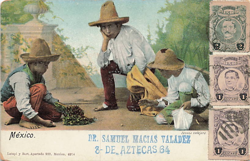 Postcard Mexico: Street Scene Boys Playing, Escena Callejera DB 1910\'s Postcard Mexico: Street Scene Boys Playing, Escena Callejera DB 1910\'s