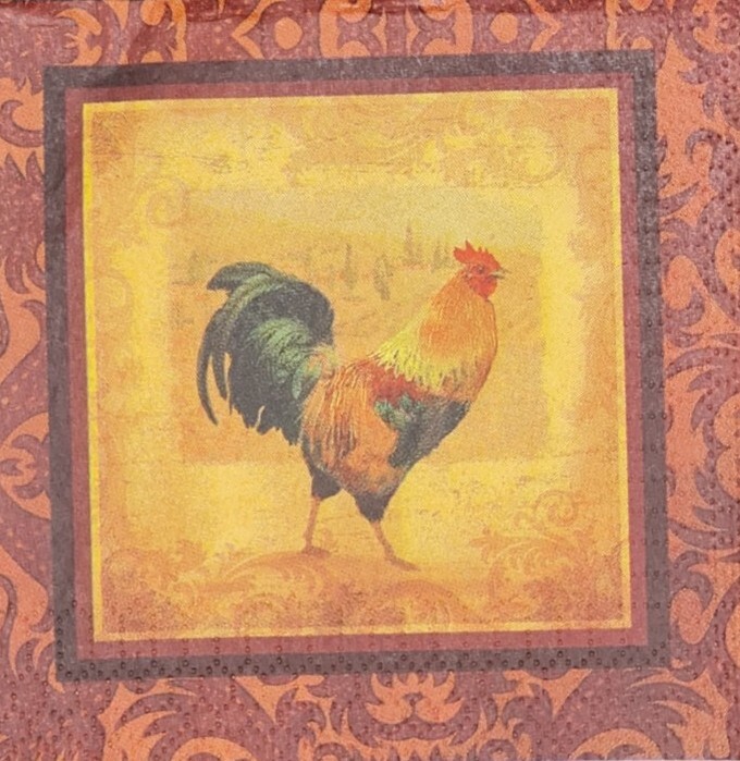 TWO Individual Napkins Rooster Birds Cocktail for Decoupage (766)