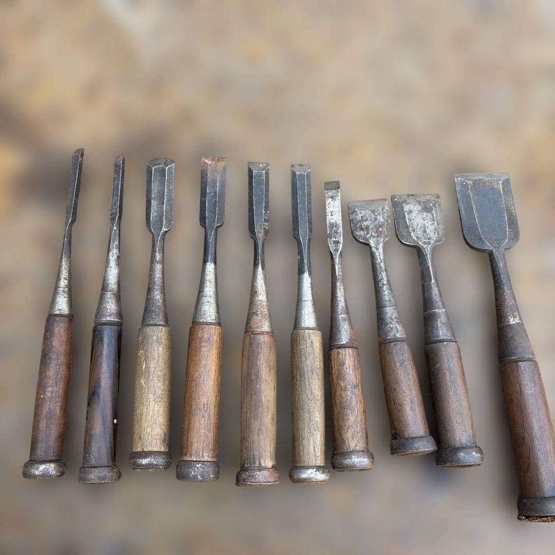 Chisel Nomi Japanese Vintage working Tool set of 10 Japan #1192