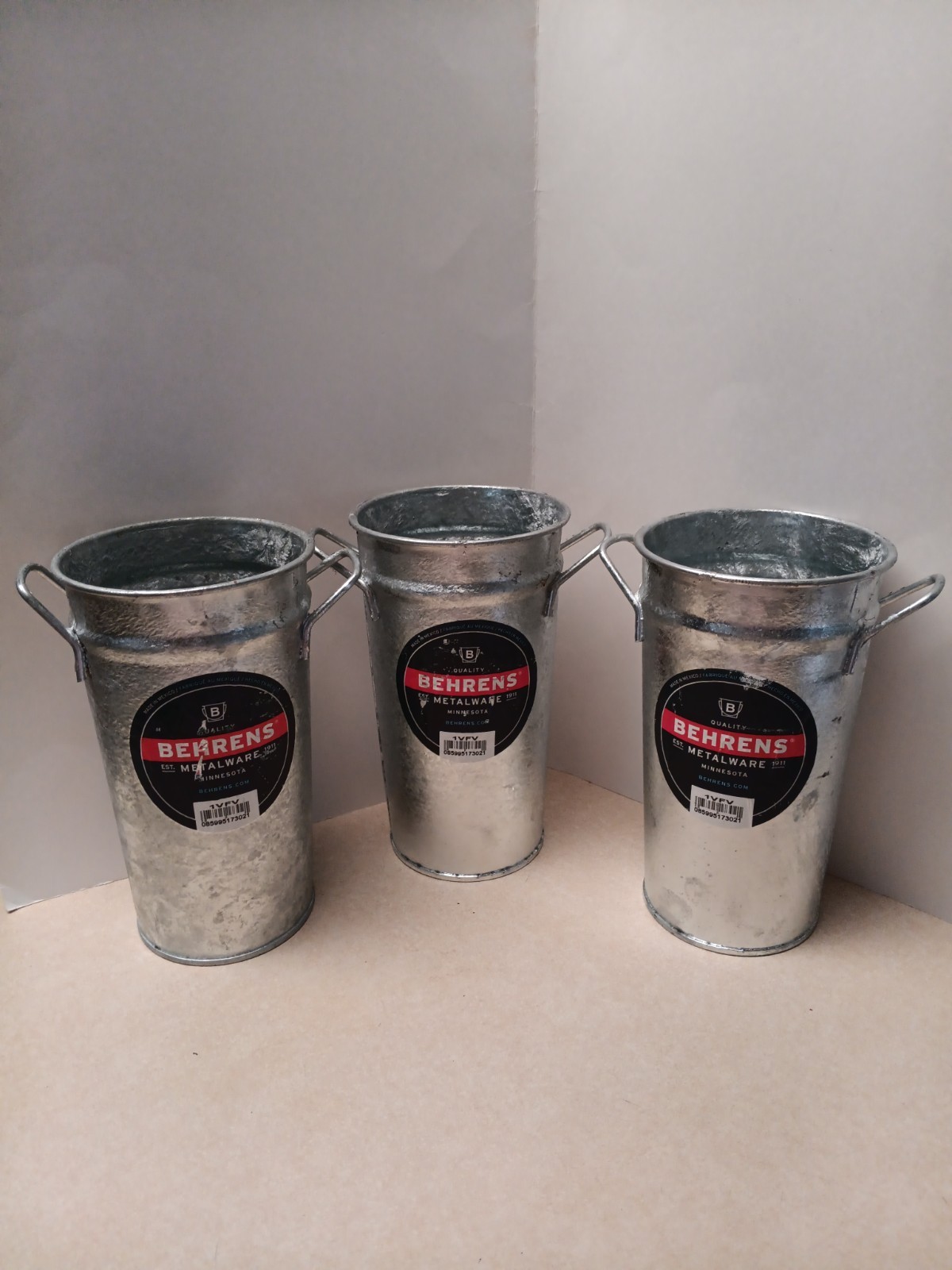 Behrens Galvanized Steel French Vases 3 Pack Rustic Metal Flower Buckets 1VFV Behrens Galvanized Steel French Vases 3 Pack Rustic Metal Flower Buckets 1VFV