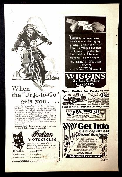 1931 Indian Motorcycle print AD “When the Urge-To-Go gets you….”