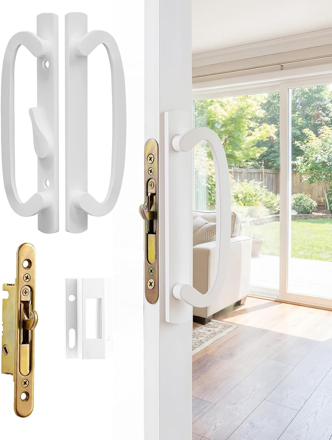 Offset Position Non-Keyed Sliding Patio Door Handleset, 45° Keyway 3-15/16