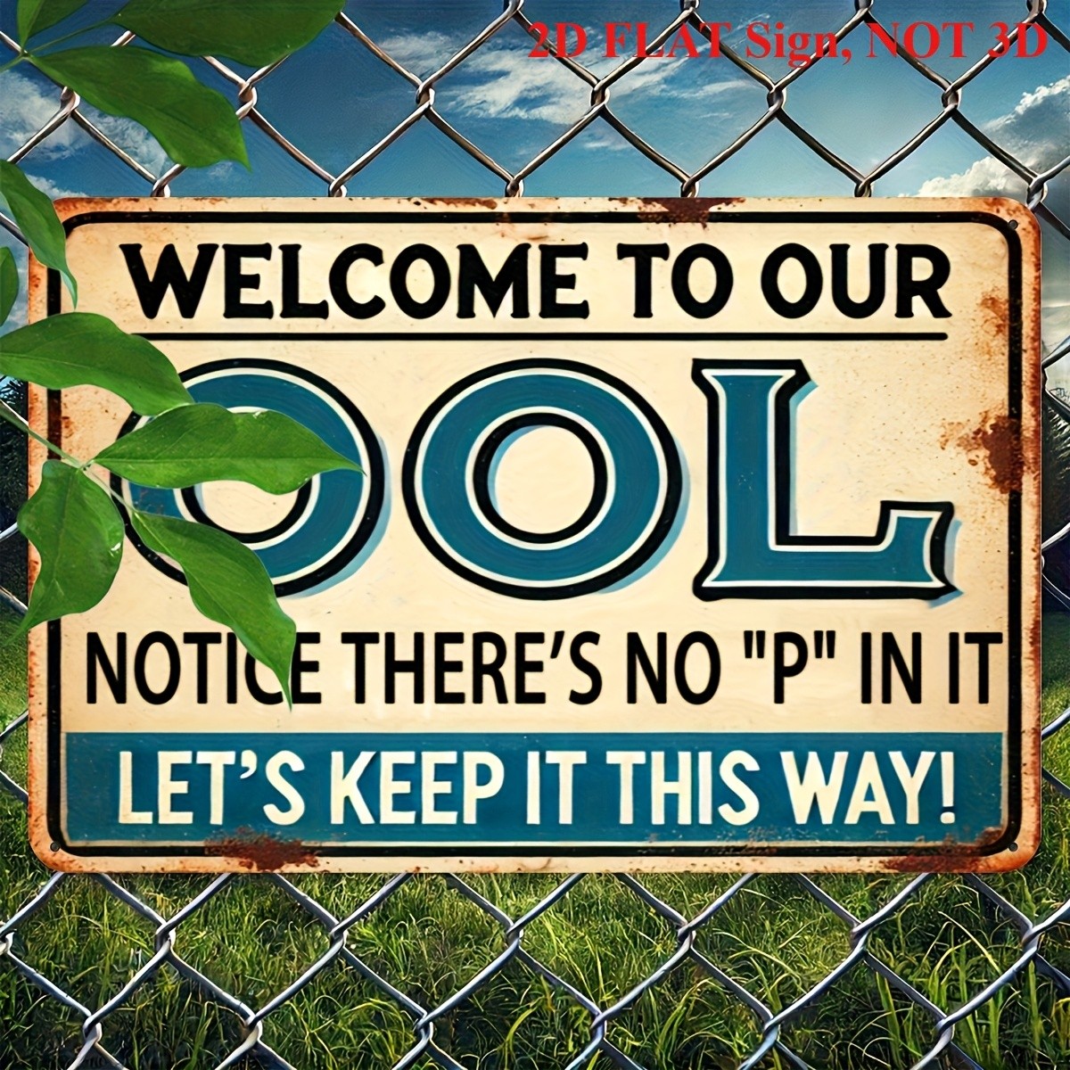 Vintage Humorous Pool Welcome To Our OOL Tin Metal Signs Home Décor 8x12