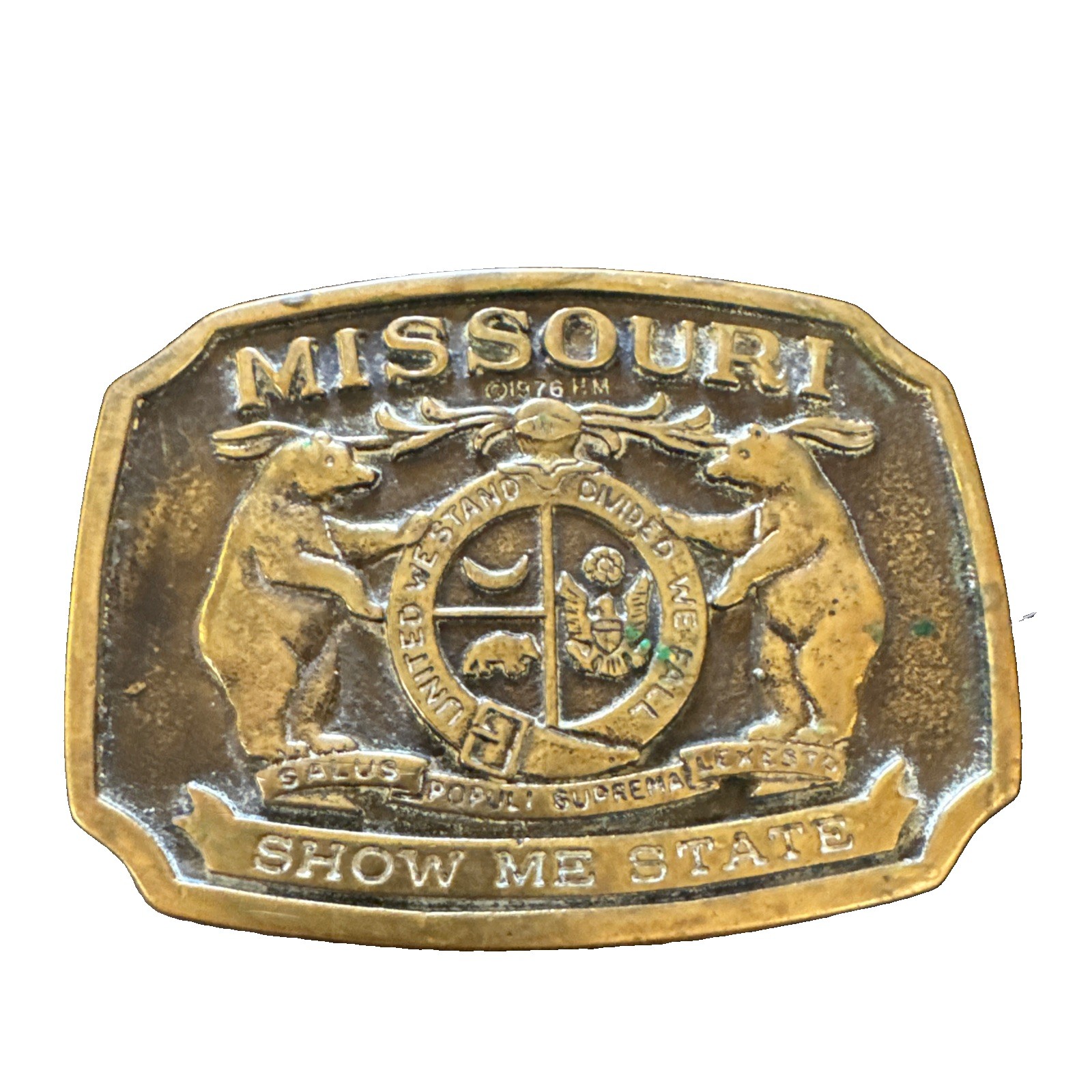 Vintage Original 1976 Solid Brass Missouri  Belt Buckle Heritage Mint P-0188