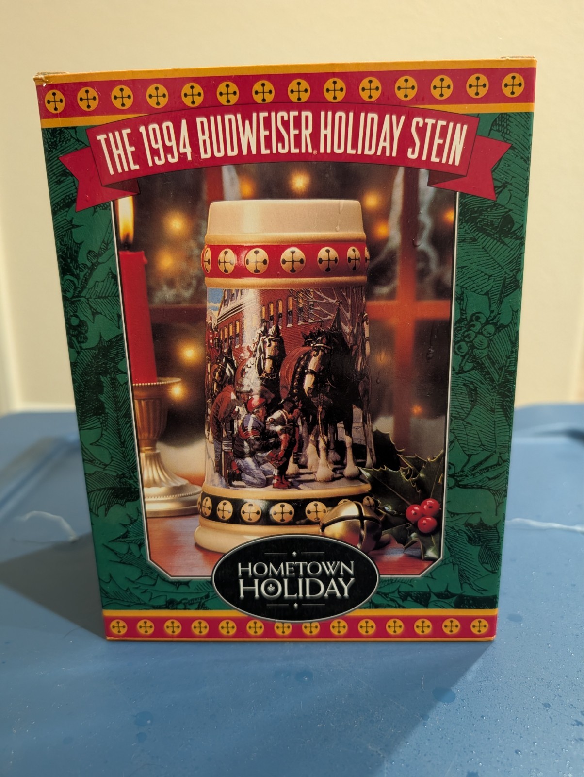 1994 Budweiser Holiday Stein Hometown Holiday New in Box COA CS211