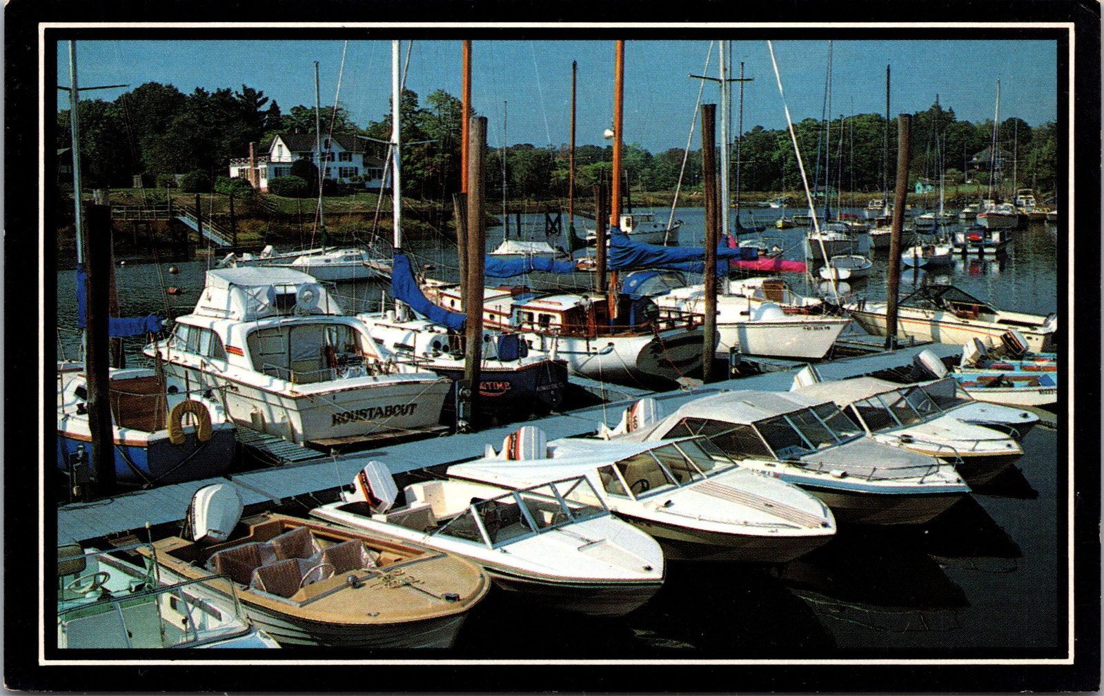 Westport CT Postcard Boats Marina Dexter Press Photo Unposted Vintage Harbor