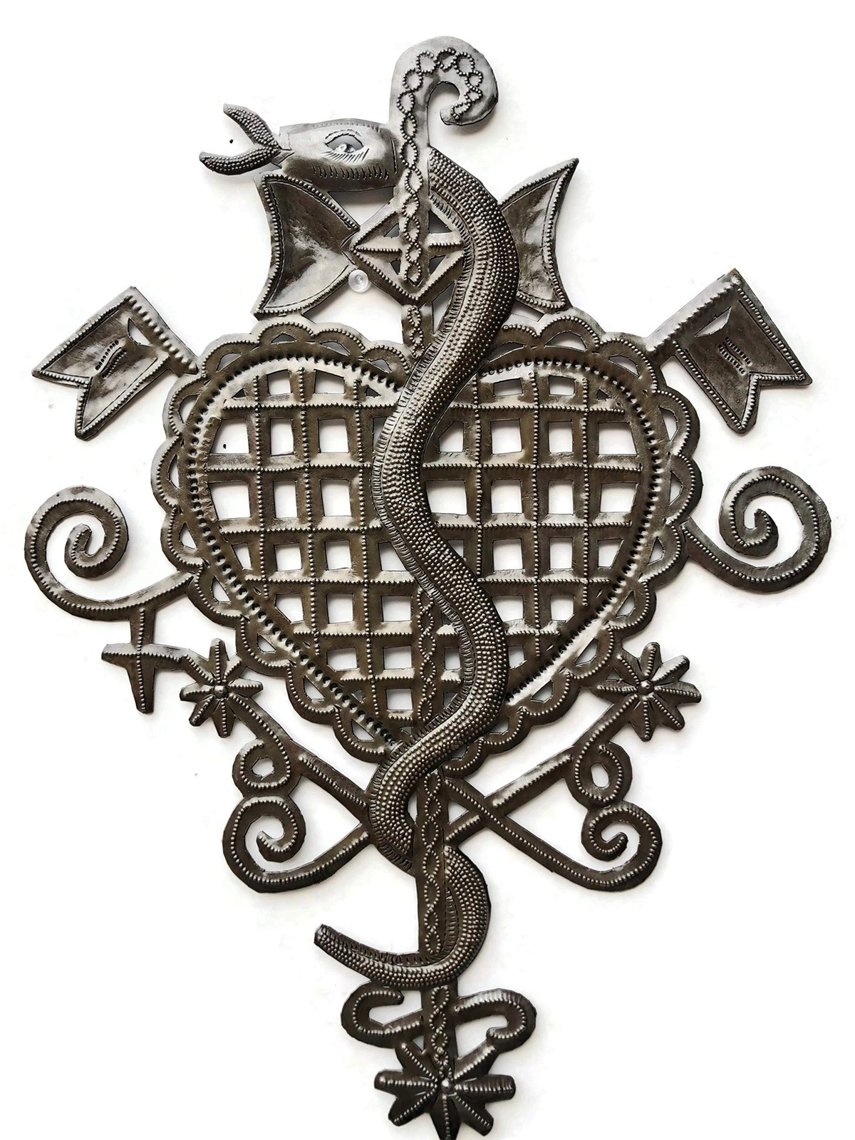Voodoo Veve Lwa Vodou - Handmade Wall Hanging Artwork from Haiti, Snake, Swor...