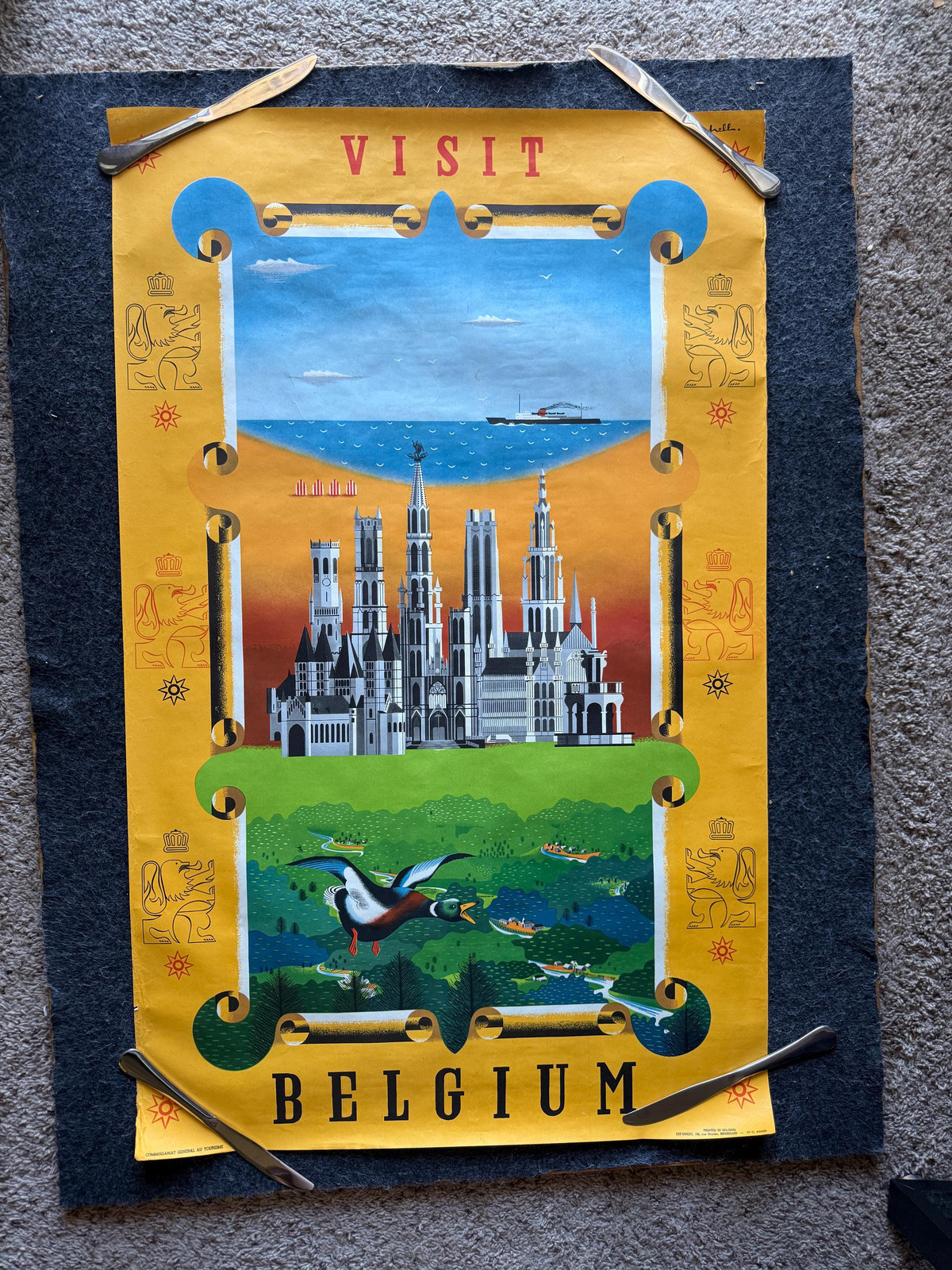 Original Vintage Visit Belgium Travel Poster by F. Craes Belgian Tourist Office Original Vintage Visit Belgium Travel Poster by F. Craes Belgian Tourist Office