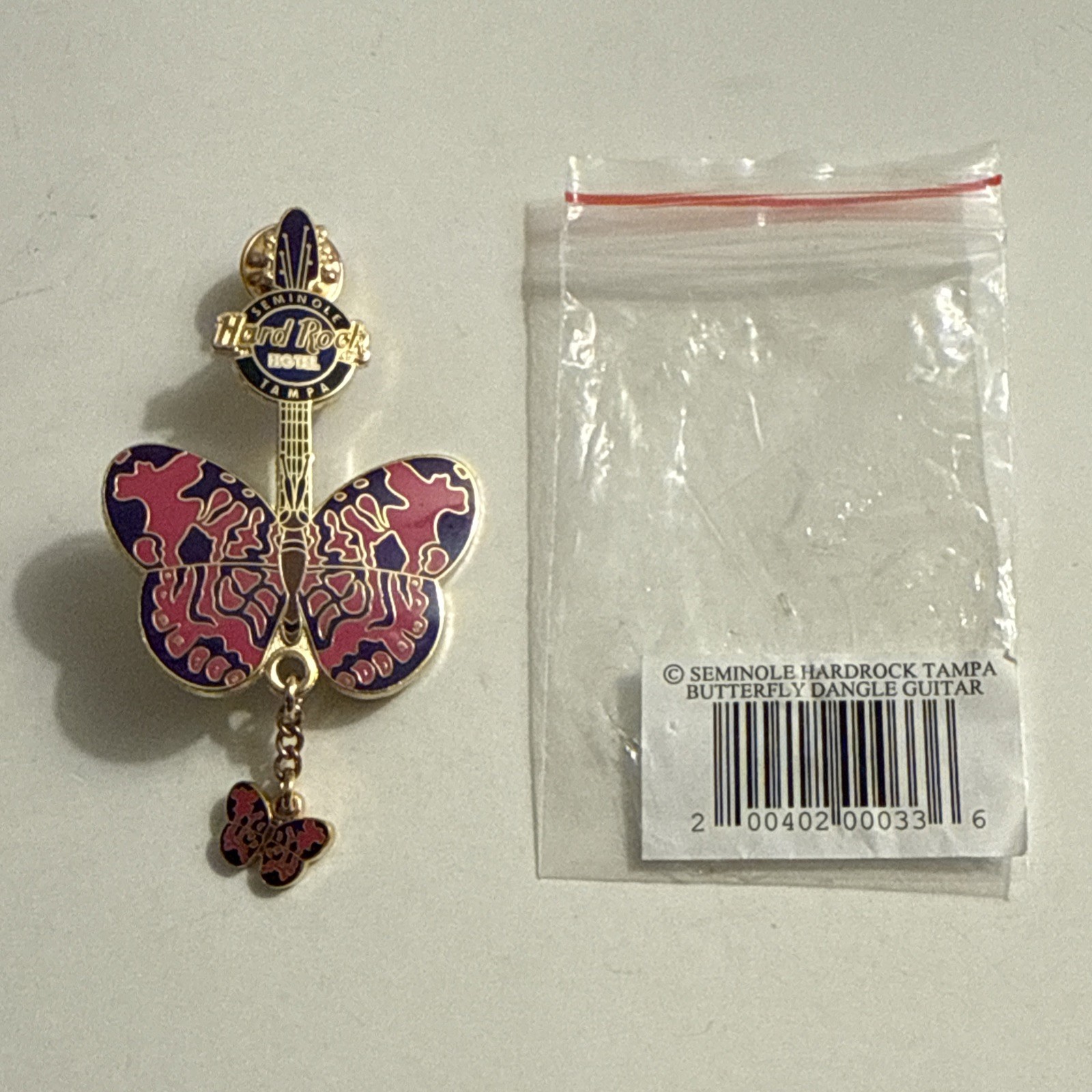 Hard Rock Hotel Tampa Seminole Butterfly Guitar Dangle Pin LE 400