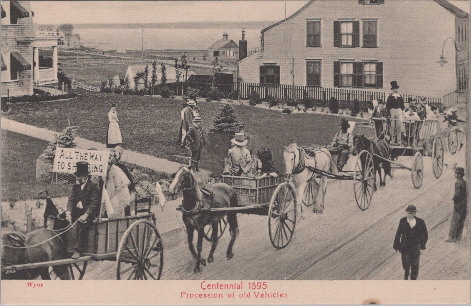 Centennial 1895 Procession Vehicles Nantucket MA Horse Wagon Wyer 1900s Postcard