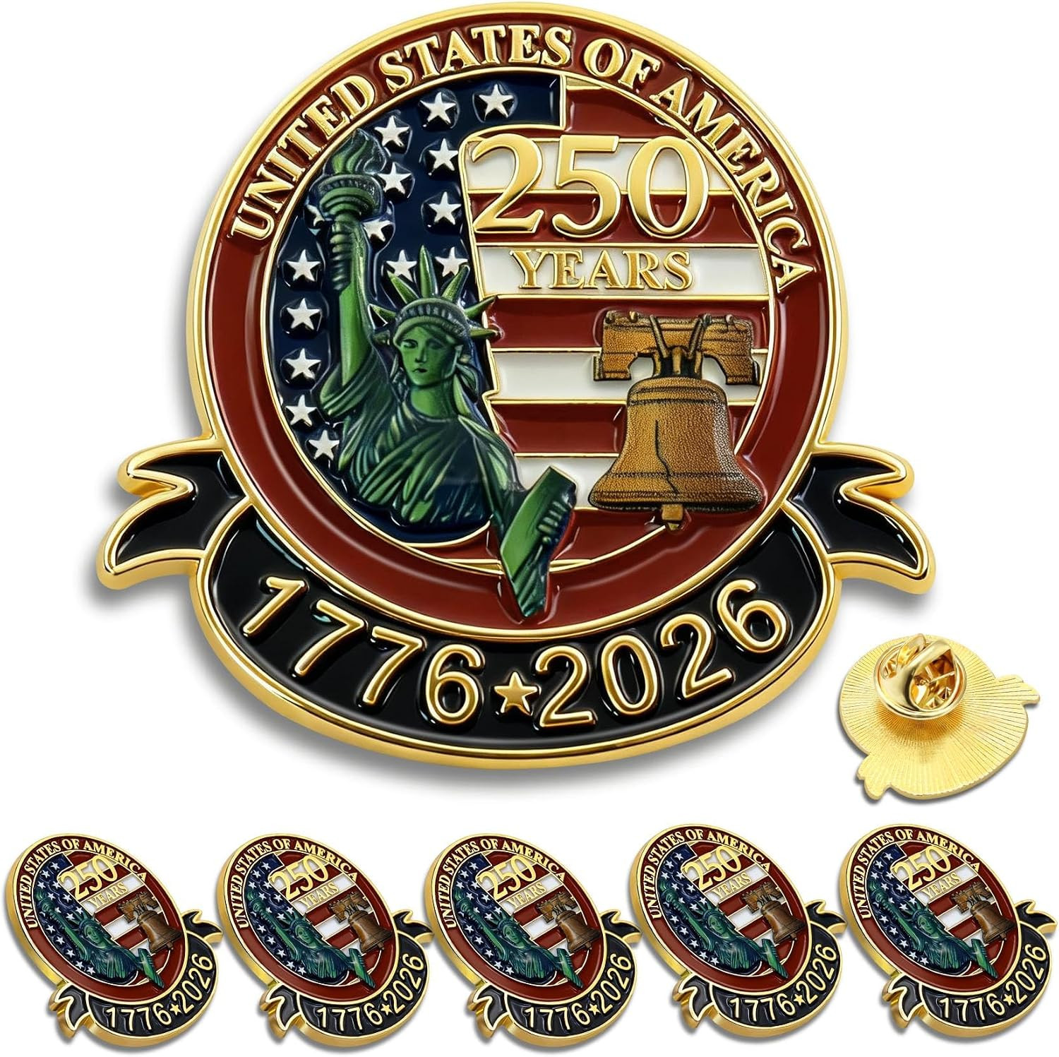 10/20/50/100Pcs 250 Anniversary USA Lapel Pin 1.3Inch Enamel US Patriot