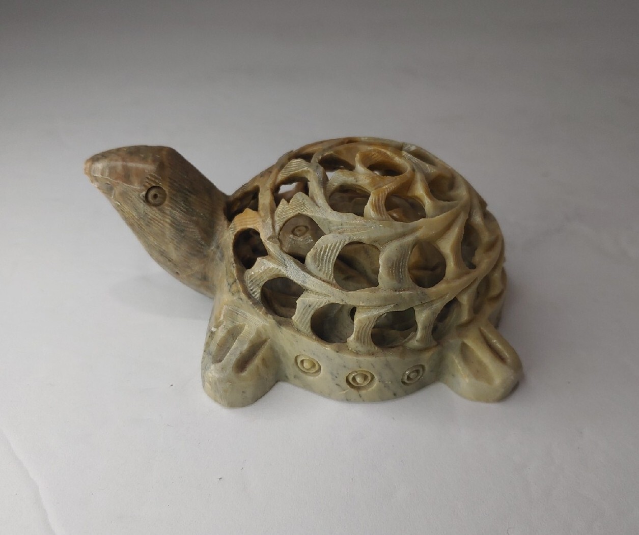 Soapstone Mother Turtle Sculpture W/ Baby Inside 3\