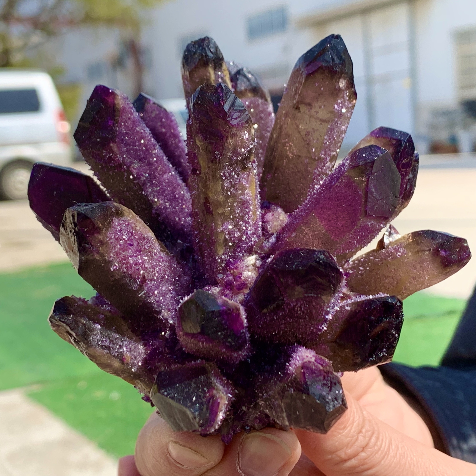 437G Natural Crystal New Find purple PhantomQuartz Cluster Specimen