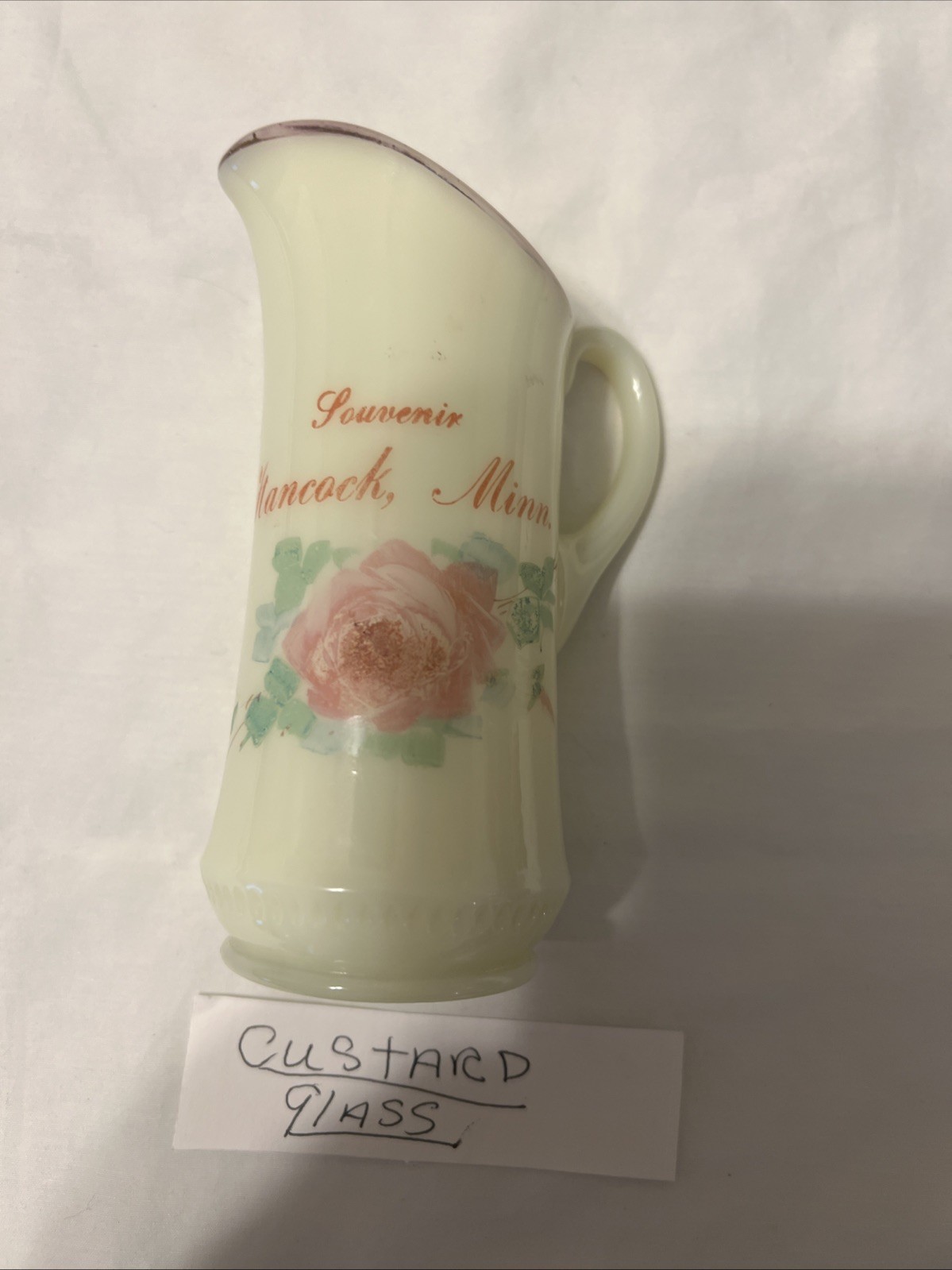 Rare Antique Custard Glass Pitcher 4.5 Inches Souvenir.