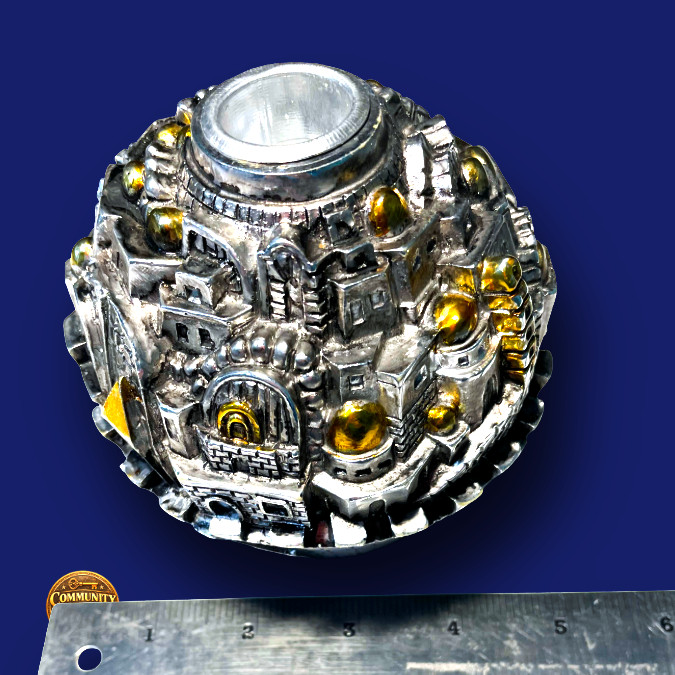 Cityscape sculpture - H. Karshi 925 Silver gilded Gold Jerusalem Centerpiece 4\