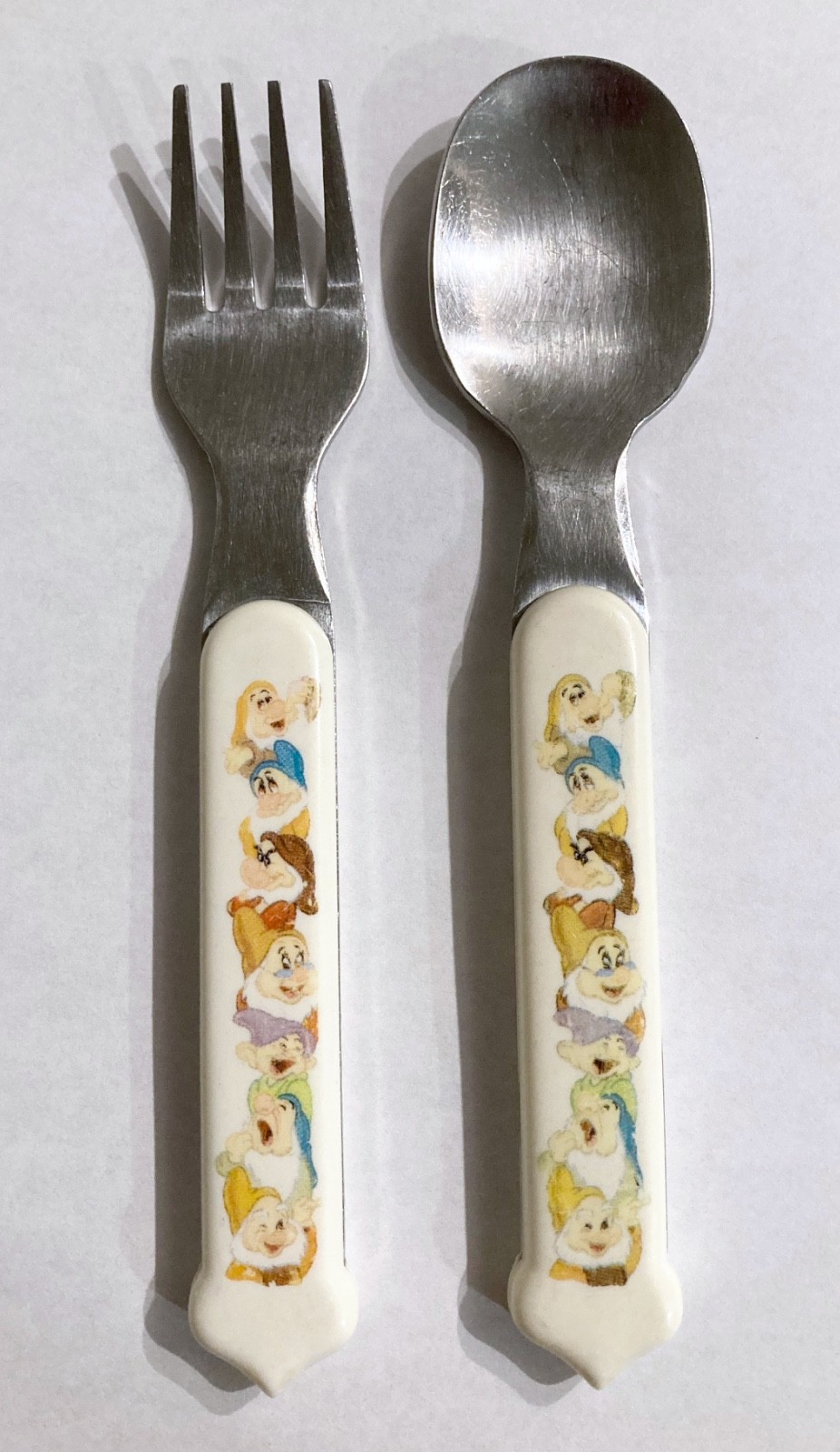 Vintage Disney Snow White & The Seven Dwarfs Fork Spoon Set Child's Kid Selandia Vintage Disney Snow White & The Seven Dwarfs Fork Spoon Set Child's Kid Selandia