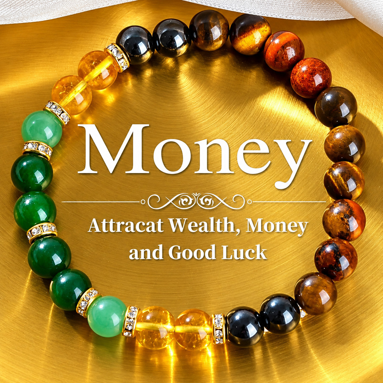 Chakra Balancing Bracelet - Tiger Eye, Green Aventurine & Citrine Healing Stones