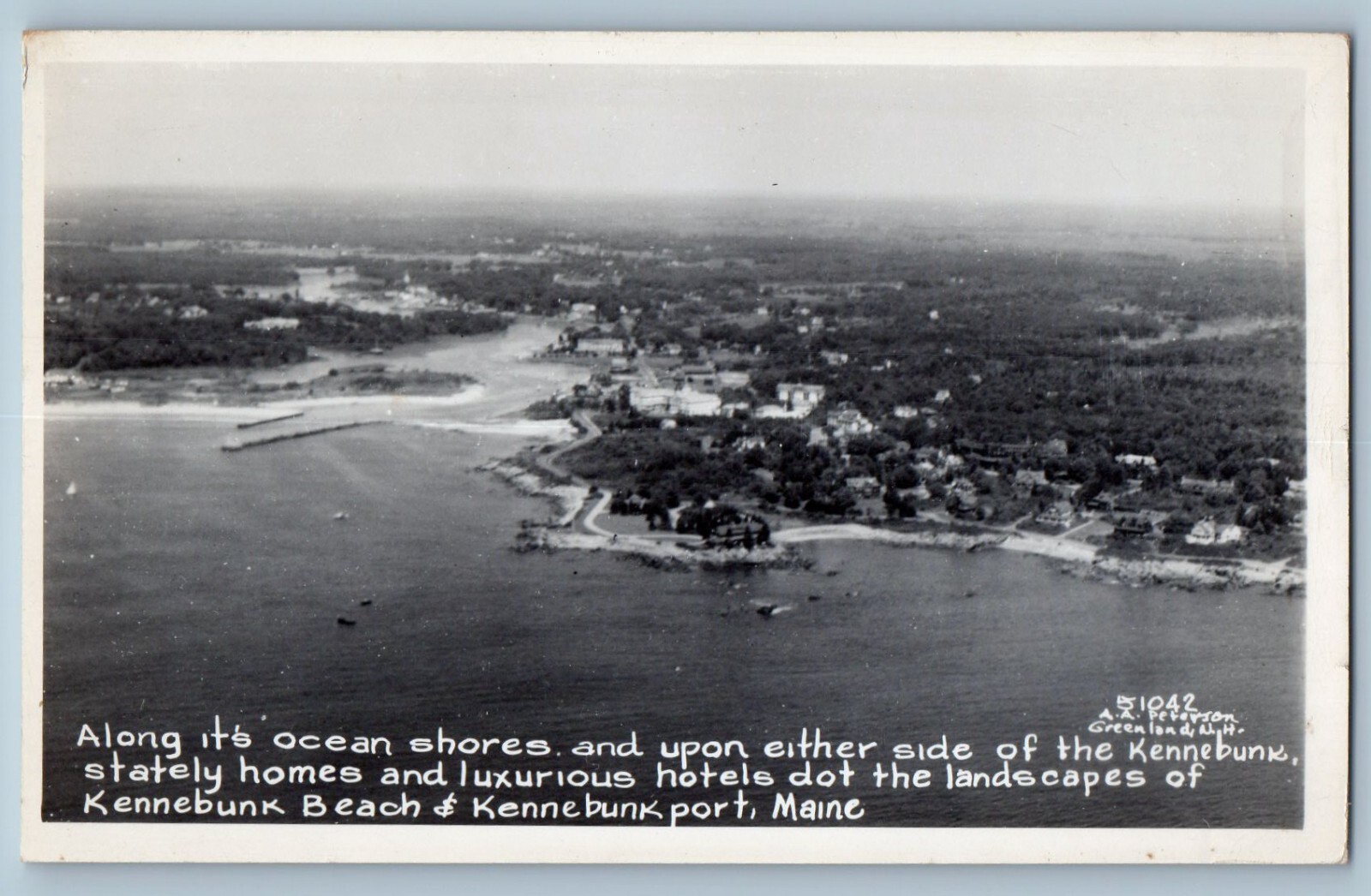 Kennebunk Port ME Postcard RPPC Photo Aerial View Ocean Shores Hotels Beach