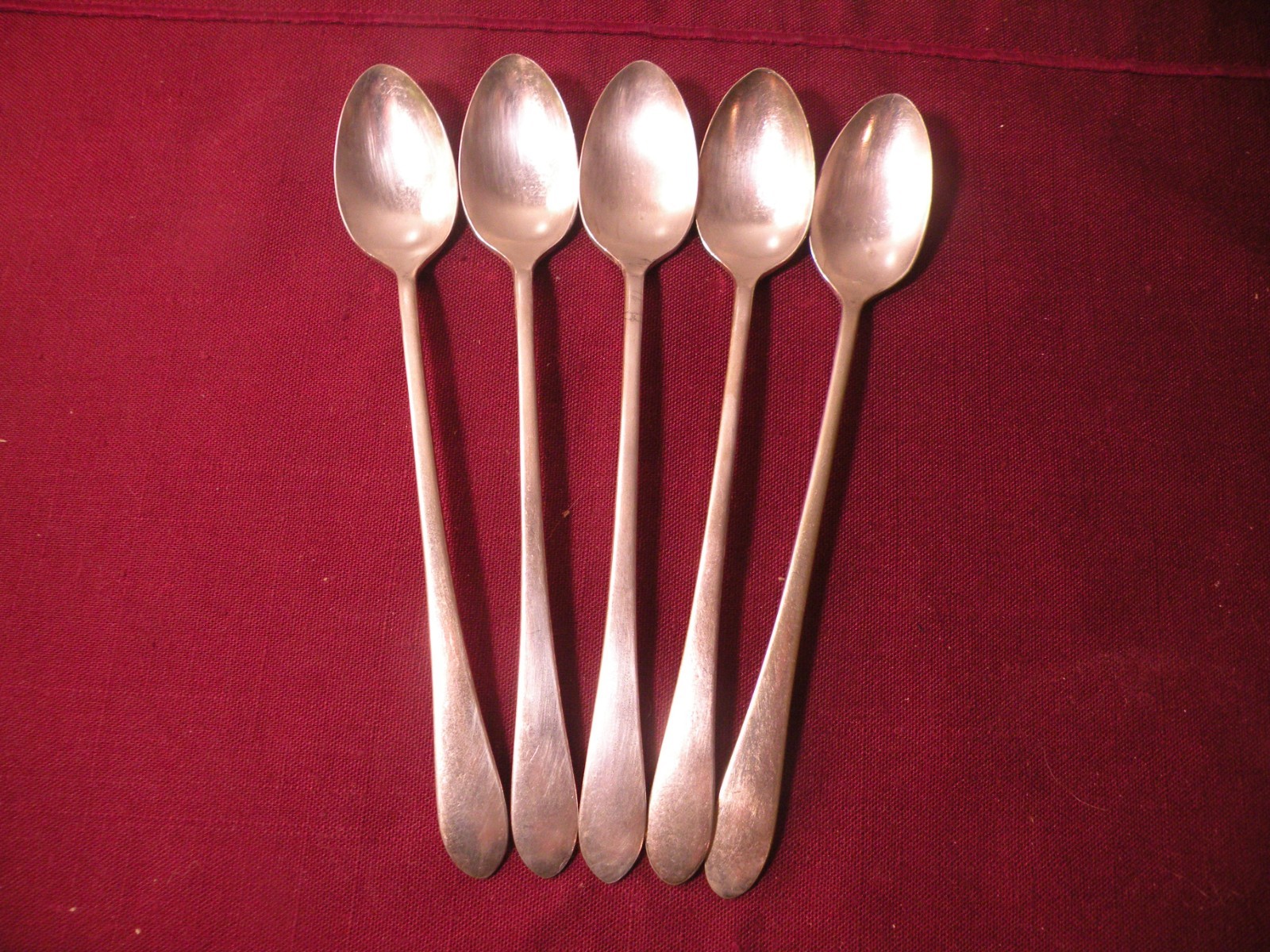 Set Of 5 Reed & Barton Colony Pattern Silverplated Iced Teaspoons 7 1/2\