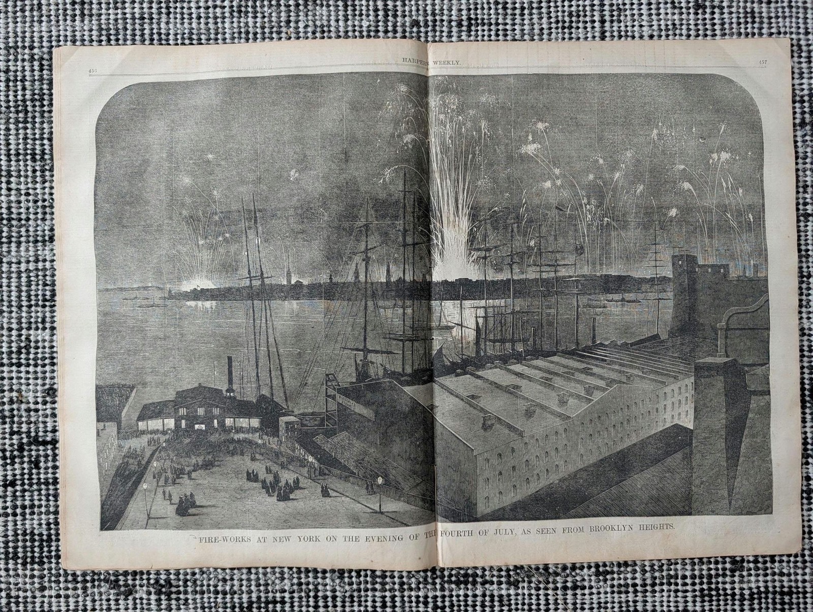 1859 Fourth of July NYC Fireworks Centerfold Napoleon at Magenta, Dickens Jul 16