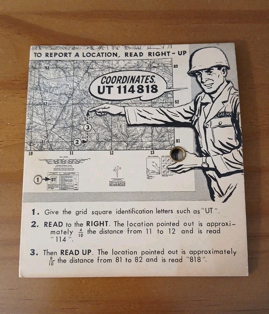 Vintage 1956 US Army Field Guide GTA 5-15 - Compass Orientation Map Coordinates