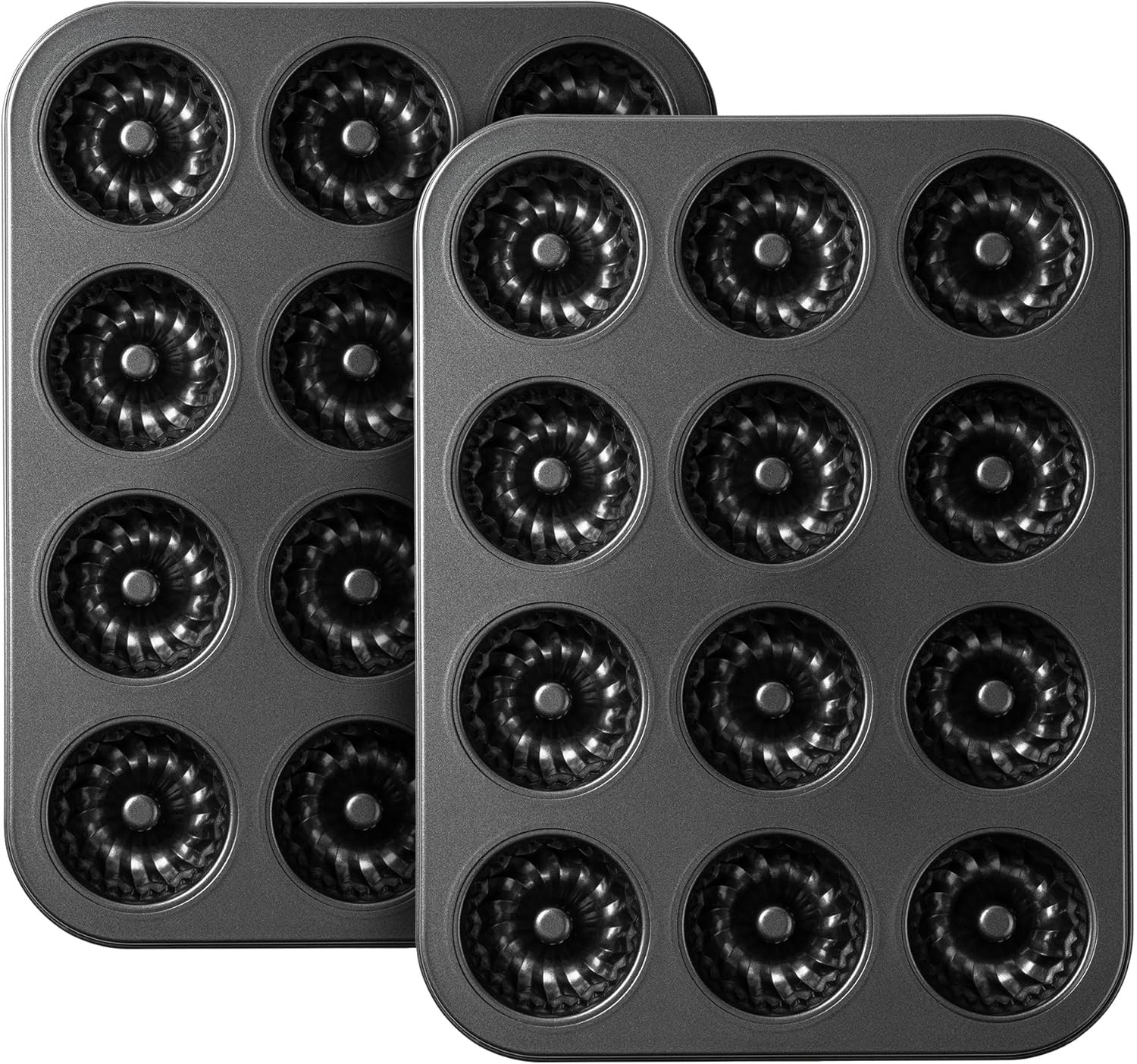 Mini Bundt Cake Pan 2 Pack 12 Cup Nonstick Fluted Tube Muffin Pan