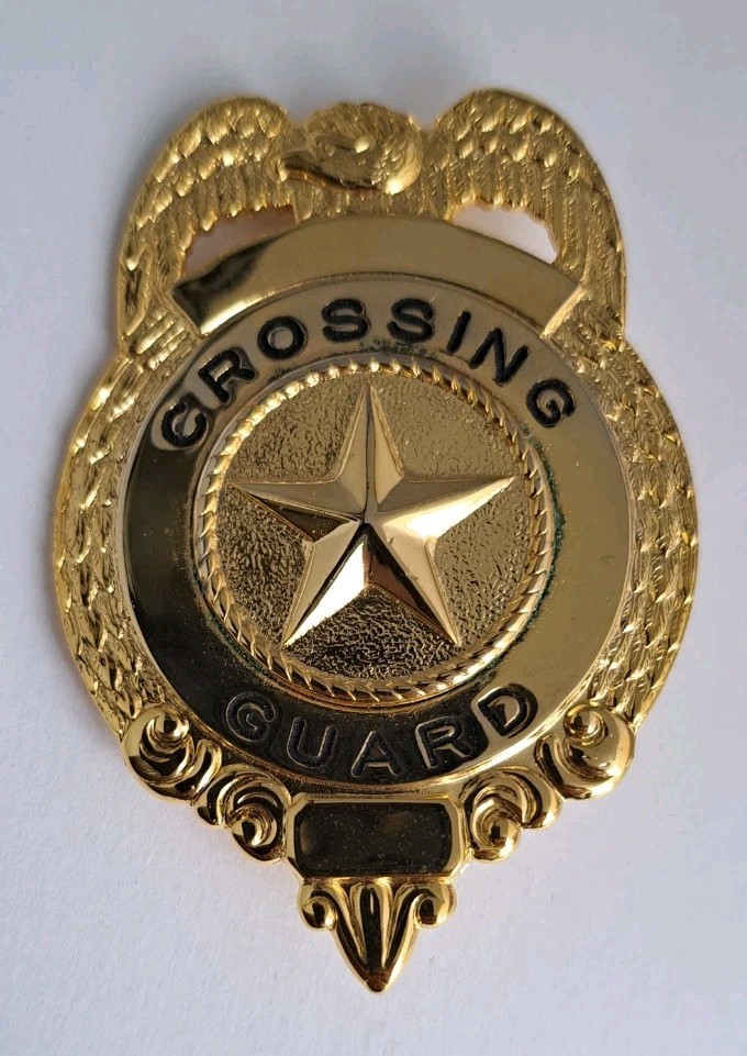 Crossing Guard Metal Gold Tone Pin Back 2 Inches Large Crossing Guard Metal Gold Tone Pin Back 2 Inches Large