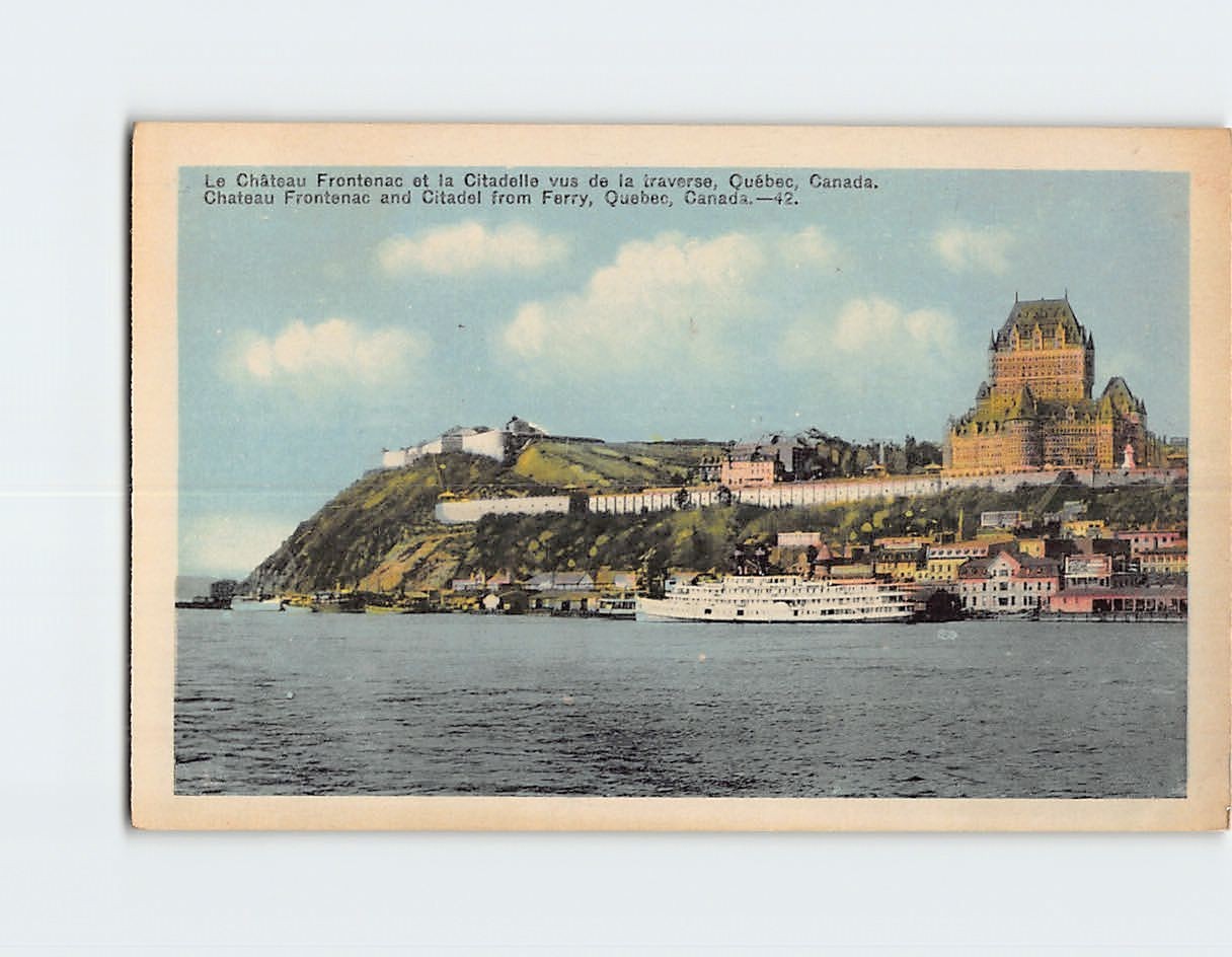 Postcard Chateau Frontenac and Citadel from Ferry Quebec City Canada