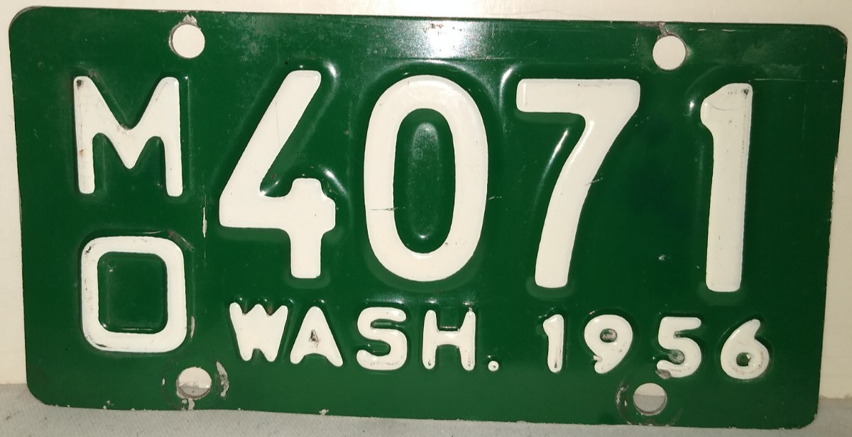RARE 1956 WASHINGTON STATE MOTORCYCLE LICENSE PLATE ALL ORIGINAL NICE