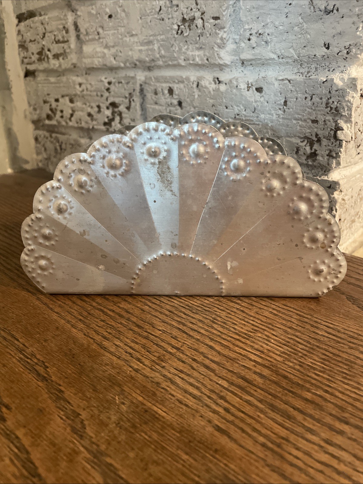 Vintage Richard Gabriel Jr Tinworks Aluminum Napkin Holder, Artist Signed Signed