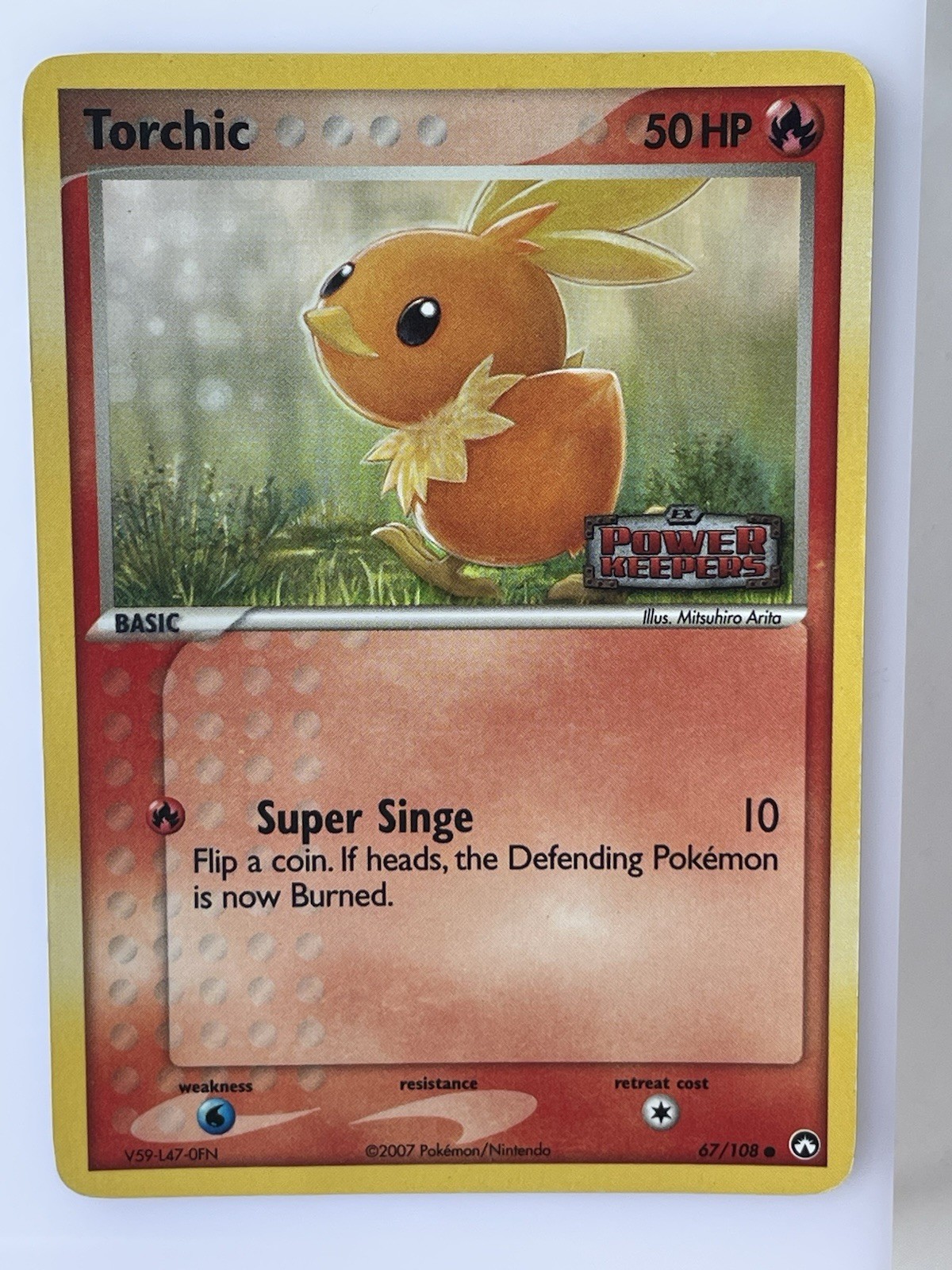 Torchic 67/108 Ex Power Keepers Stamped Reverse Holo Common Moderate Play 2007