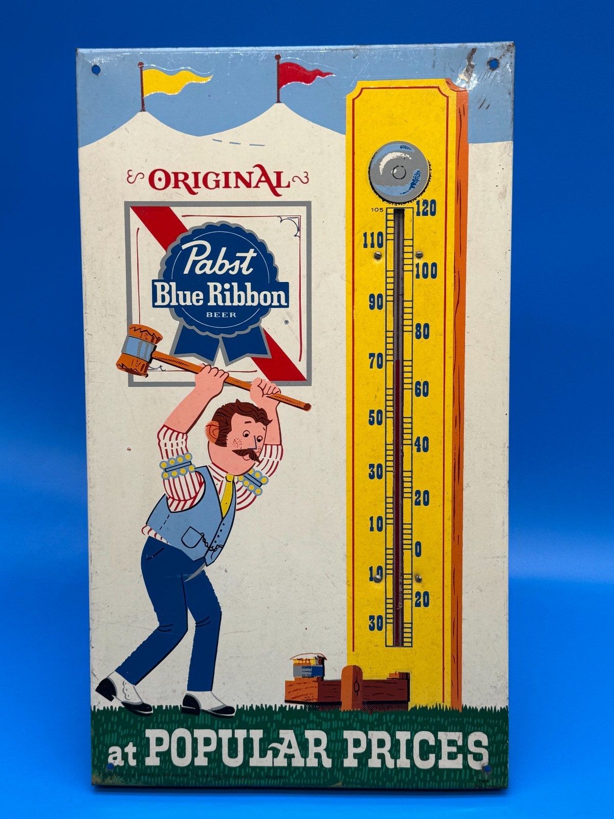 Pabst Blue Ribbon Beer thermometer Vintage Scarce Working Thermometer