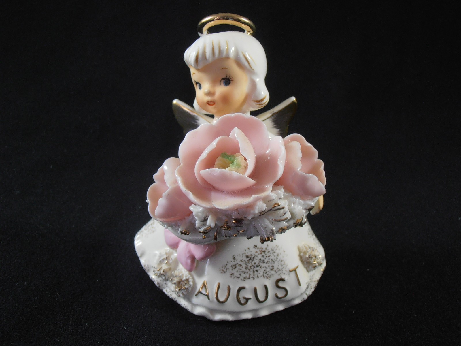 Lefton Japan August Birthday Angel Girl Figurine 489 Poppy Peridot