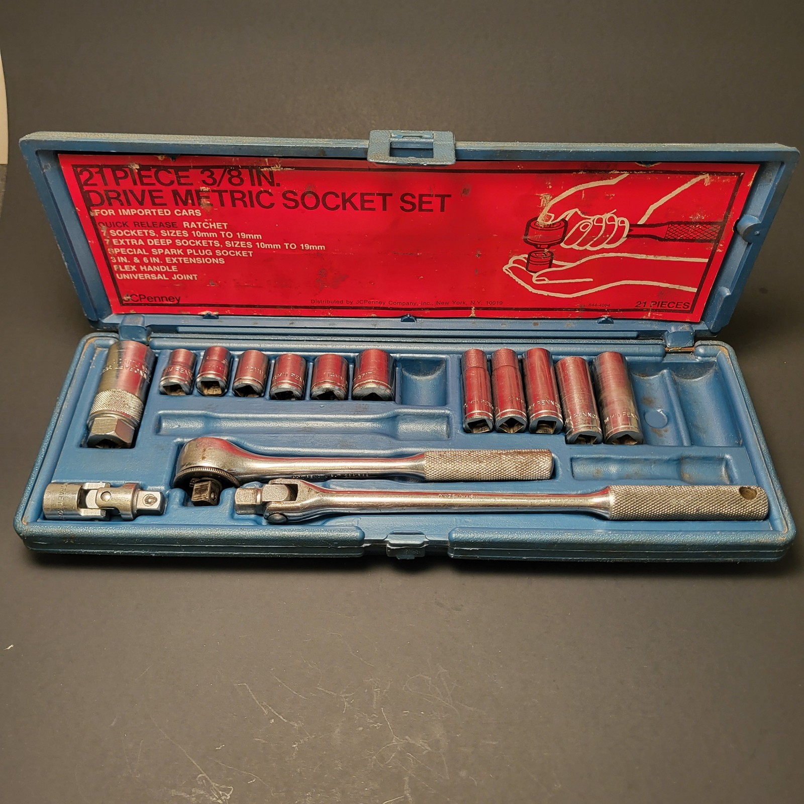 Vintage USA JC Penney Penncraft METRIC 21pc socket set read description