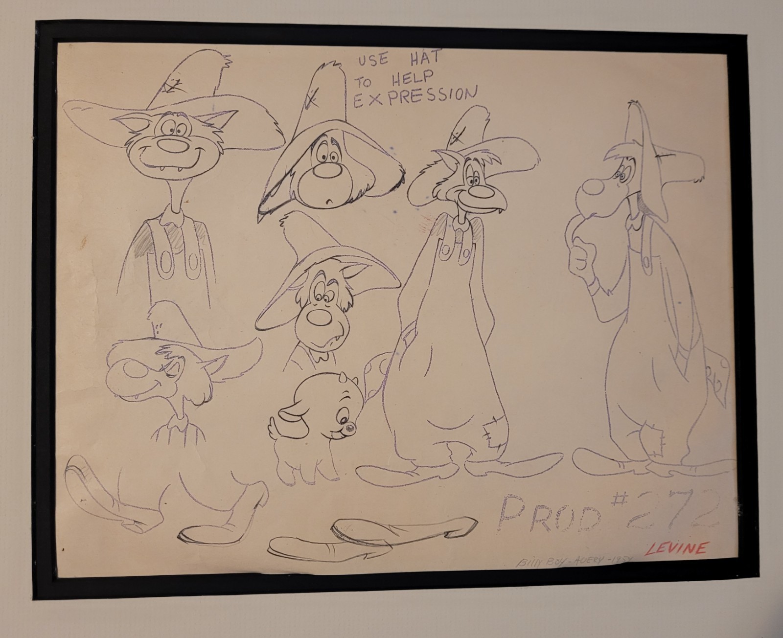 RARE 1954 TEX AVERY BILLY BOY MGM Model Sheet Signed LEVINE Animation Art COA