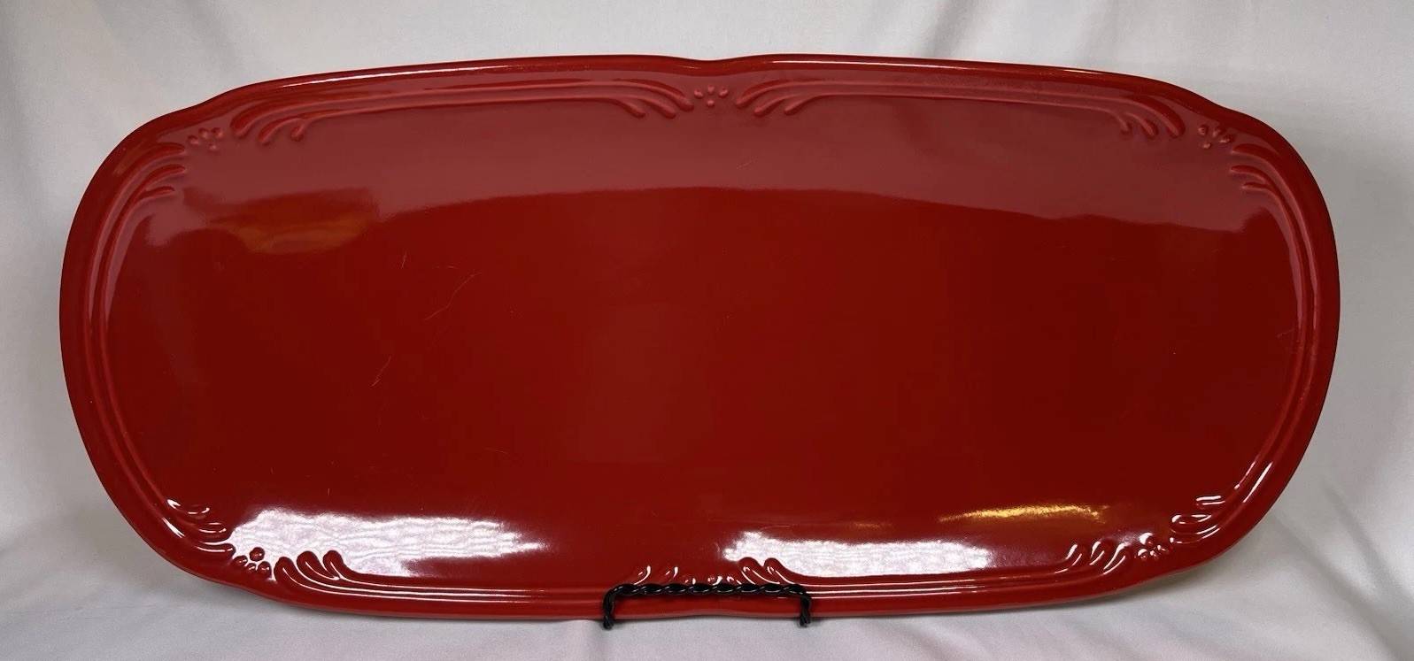 Vintage Pfaltzgraff Winterberry Ruby Red 16X7.5” Rectangular  Serving Tray Rare