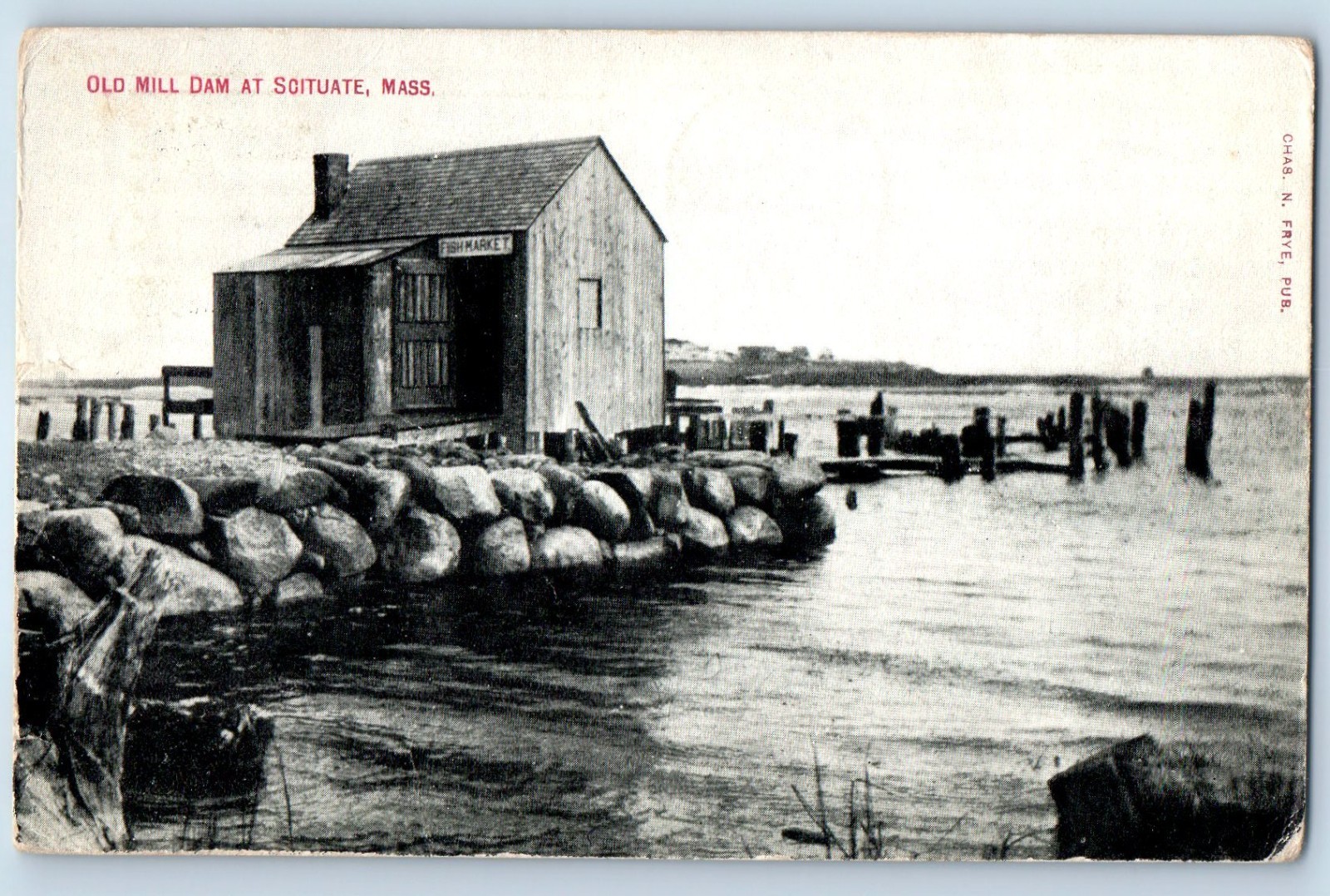 c1912 Scituate Massachusetts MA Vintage Postcard Old Mill Dam Fish Market Posted