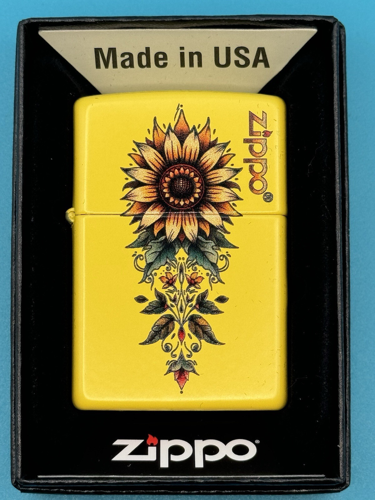 Sunflower Yellow Matte Zippo Lighter NEW Sunflower Yellow Matte Zippo Lighter NEW