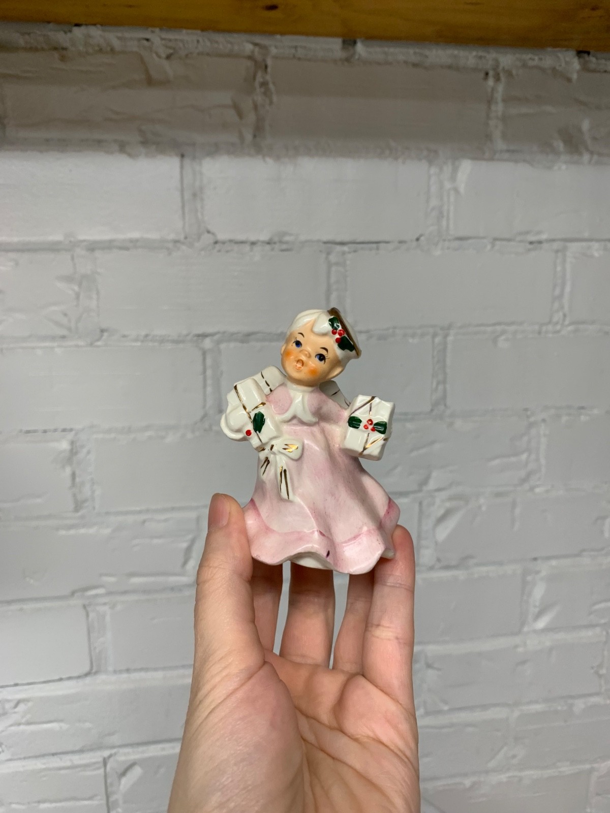 vintage rare pink Christmas Angel Napco Lefton Norcrest Holt Howard era figurine