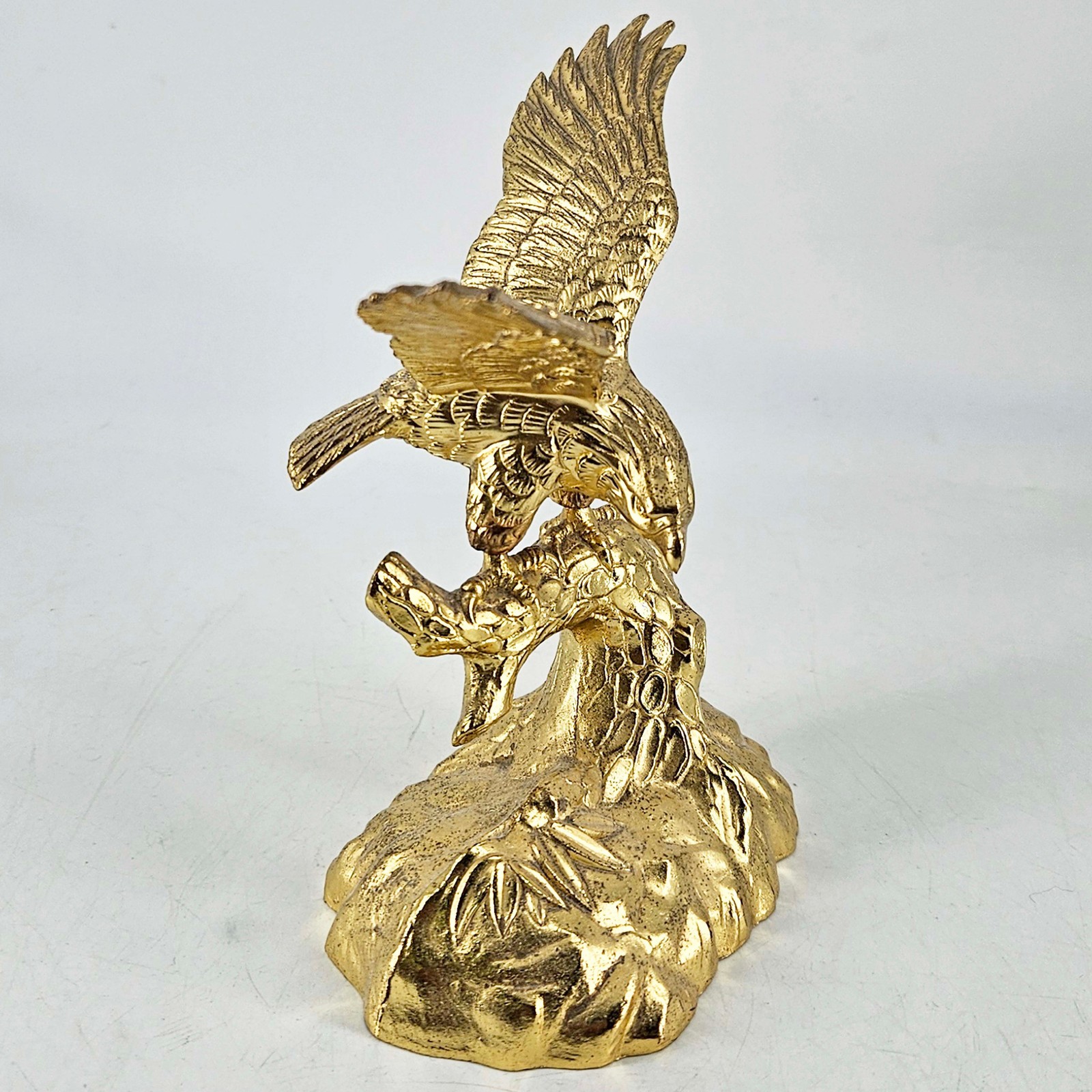 Vintage gold American Bald Eagle Perched On A Tree Branch desk tabletop decor
