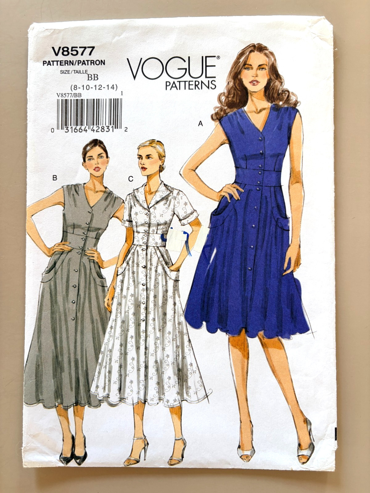 VOGUE Misses' Dress Pattern V8577 Size 8-14 UNCUT