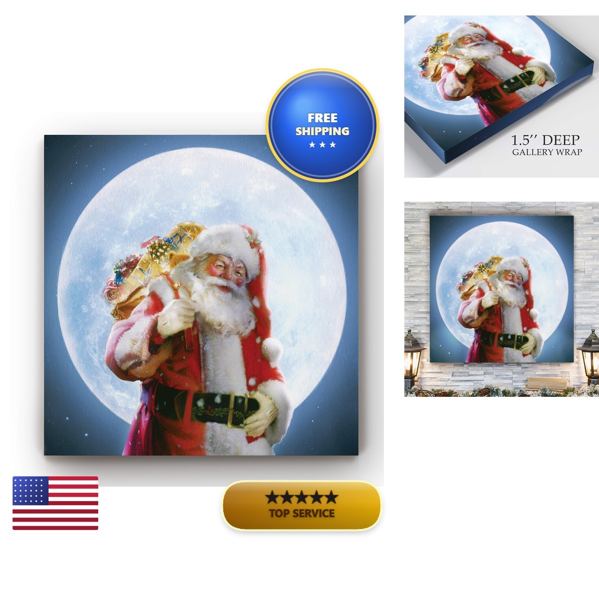 Renditions Gallery Christmas Wall Art Canvas, 40x40, Moonlight