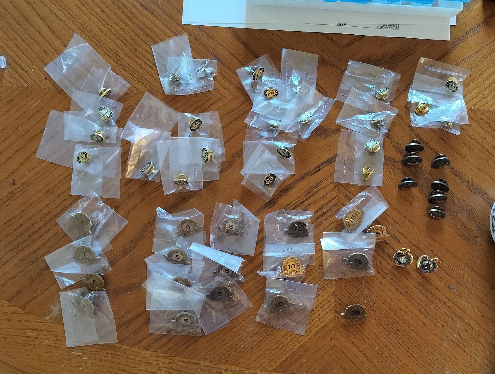 Lot of 50 Vintage Service Award Pins. Most Are New. 1 - 30 Years.