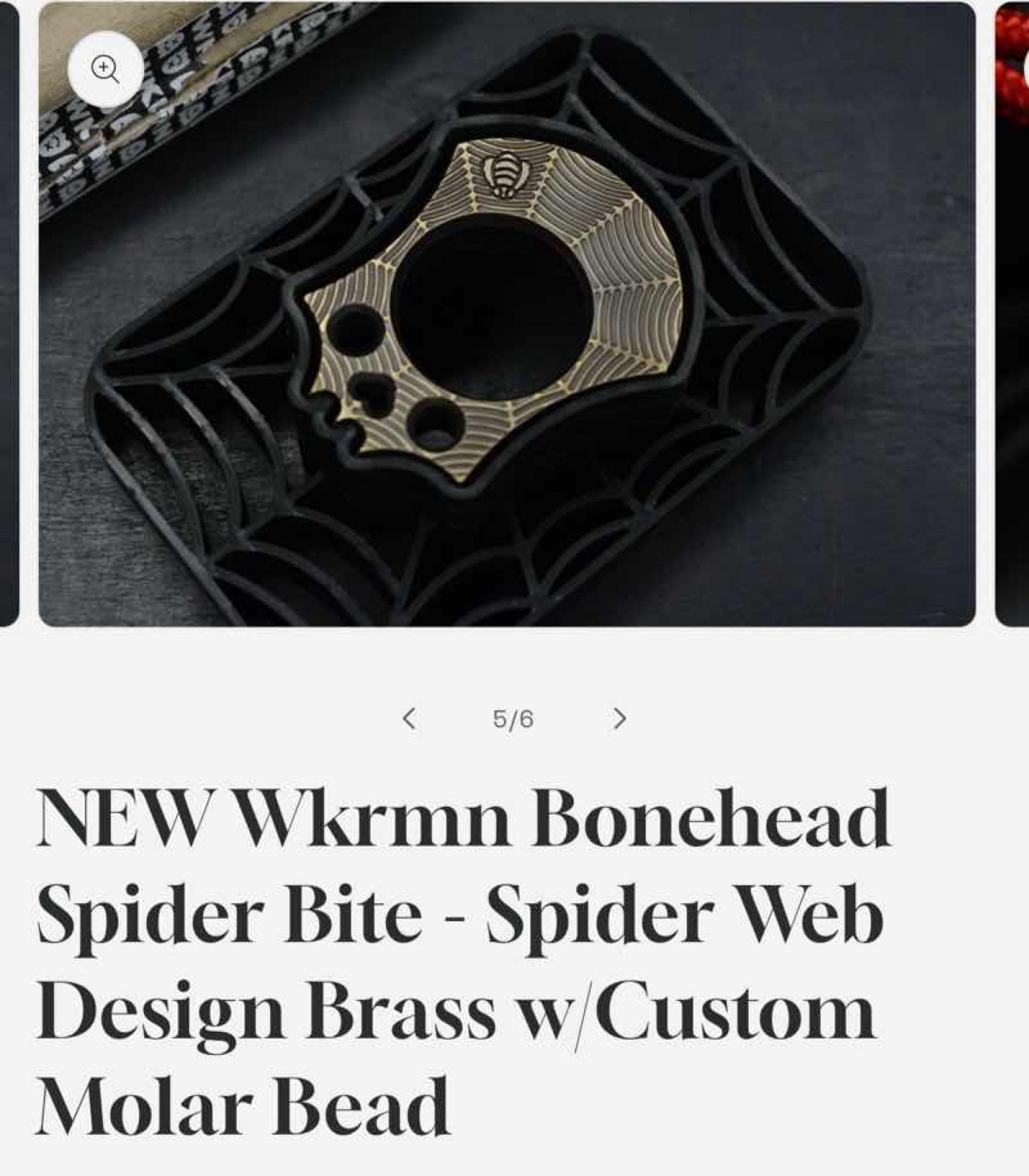 WKRMN Bonehead Spider Bite Brass EDC Paper Weight w/ Custom Molar Bead