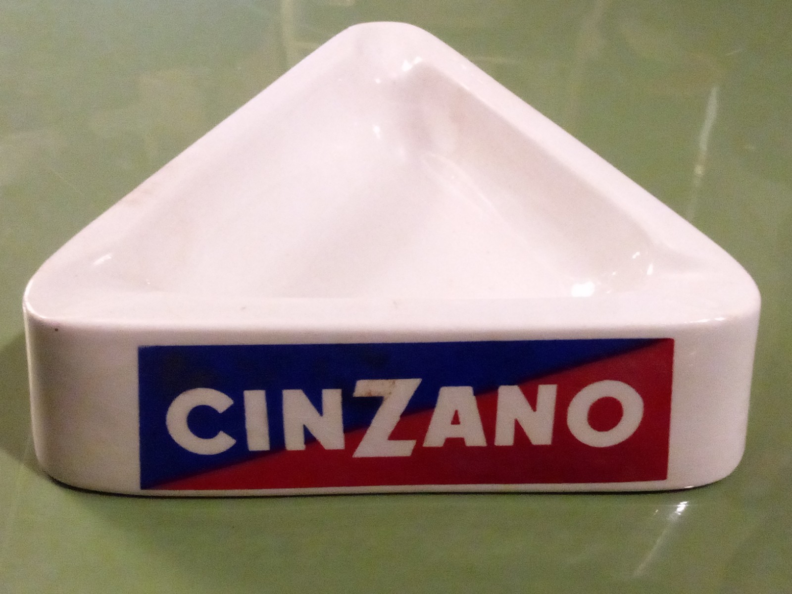 Vintage CINZANO Triangular Ashtray White, Made in Italy, Richard Ginori Vermouth